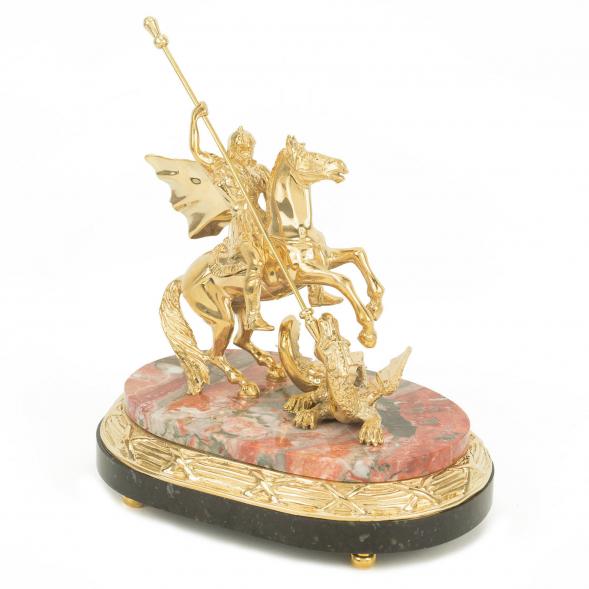 Бронзовая статуэтка &amp;quot;Георгий Победоносец&amp;quot; на постаменте из камня креноид 117879