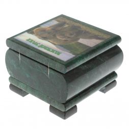 Шкатулка "Мишки" из змеевика 10х10х7 см