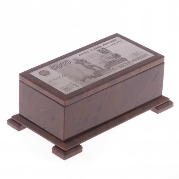 Шкатулка &amp;quot;Купюра 5000 рублей&amp;quot; коричневый обсидиан 121975