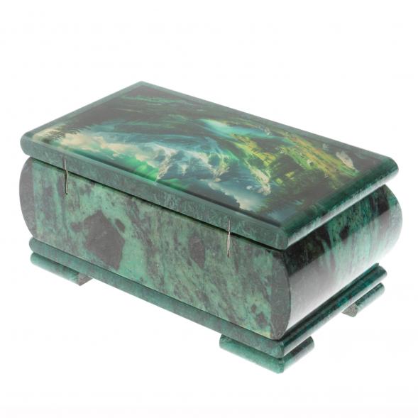 Шкатулка &amp;quot;Горный пейзаж&amp;quot; из змеевика 18х10х8,5 см 130033