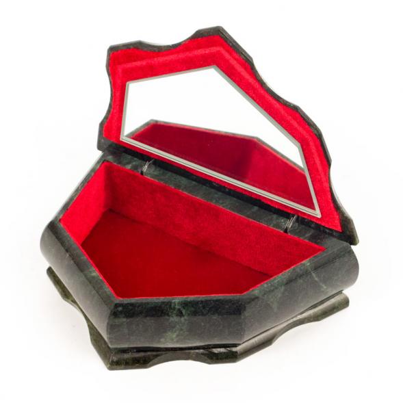 Шкатулка скошенная малая змеевик 14х9х7,5 см 112314