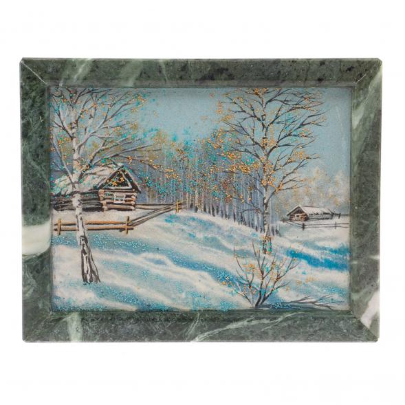 Картина &amp;quot;Зимний вечер&amp;quot; рамка змеевик 24х19 см 125784