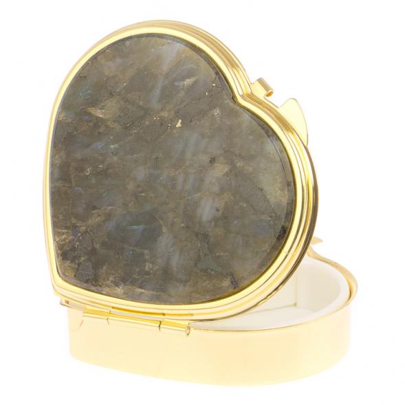 Таблетница &amp;quot;Сердце&amp;quot; на 3 отделения камень лабрадор цвет золото 126077