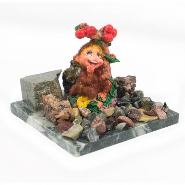 Сувенир &amp;quot;Обезьянка под деревом &amp;quot;Успехов&amp;quot; №4&amp;quot; змеевик 116753