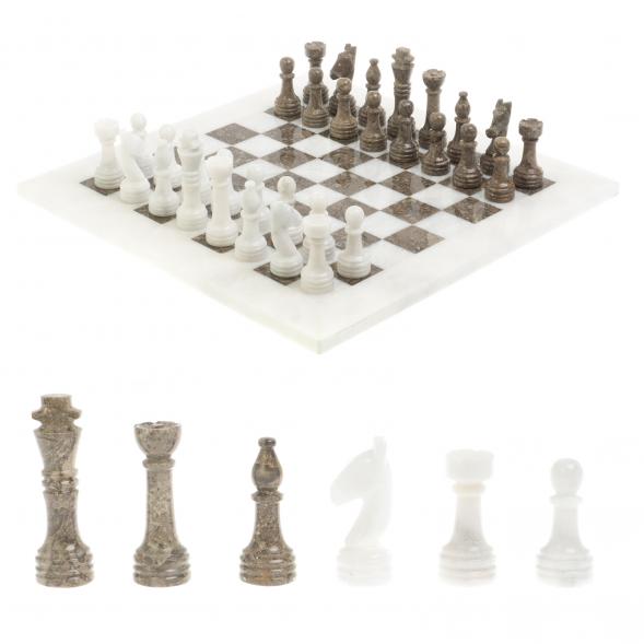 Шахматы &amp;quot;Дебют&amp;quot; доска 38х38 см из белого мрамора и ракушечника 127067