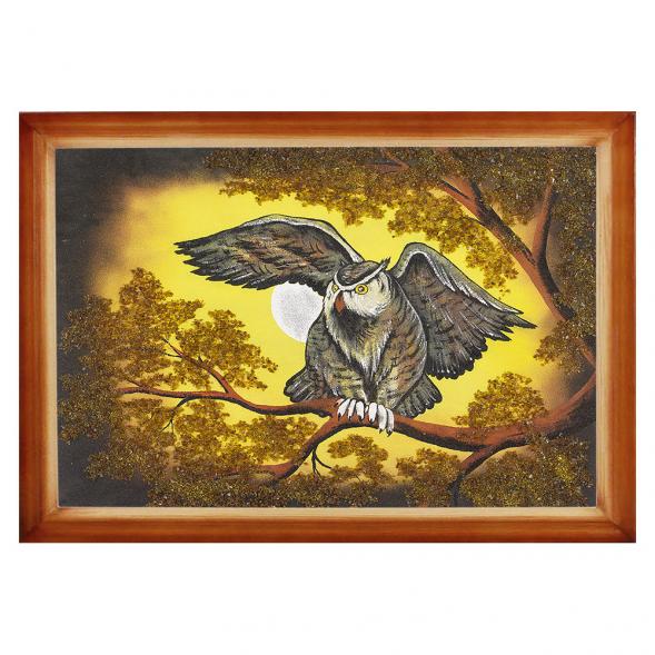 Картина &amp;quot;Филин&amp;quot; багет дерево 46х66 см, каменная крошка 112284