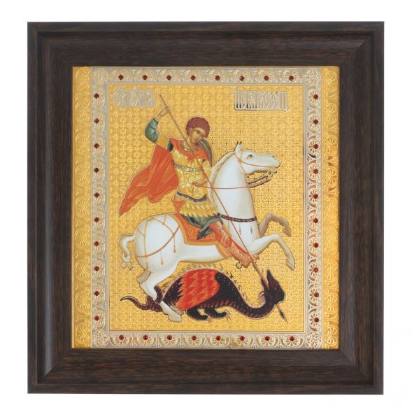 Икона &amp;quot;Св. Георгий Победоносец&amp;quot; багет 22,5х23,5х2 см Златоуст 128009