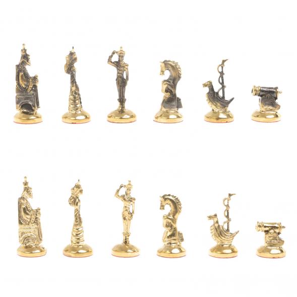 Шахматы &amp;quot;Итальянская война&amp;quot; фигуры бронза доска 28х28 см из мрамора 128249