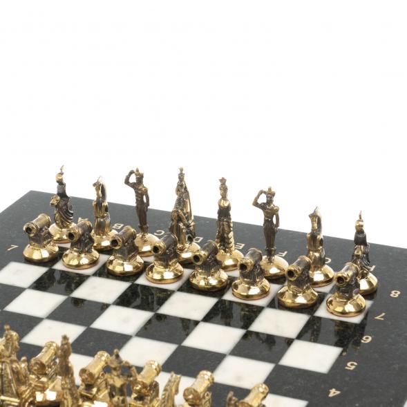 Шахматы &amp;quot;Итальянская война&amp;quot; фигуры бронза доска 28х28 см из мрамора 128249