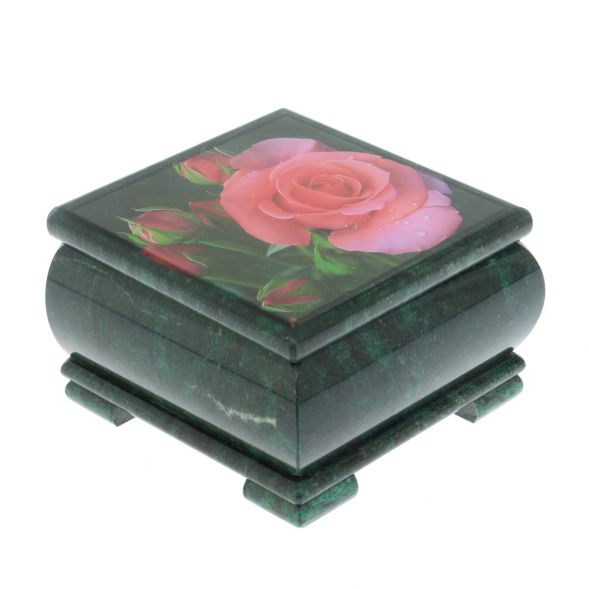 Шкатулка &amp;quot;Роза&amp;quot; камень змеевик 13х13х8 см 128332