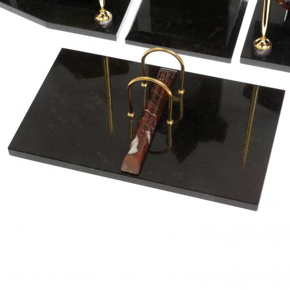 Настольный набор с гербом и флагом России камень креноид змеевик 129651