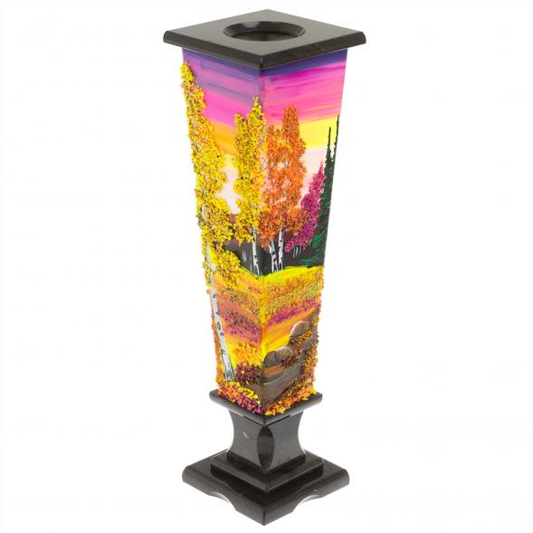 Ваза &amp;quot;Осень. Закат&amp;quot; из черного змеевика 12х12х34 см 129963