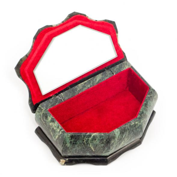 Шкатулка из камня &amp;quot;Домик&amp;quot; малая змеевик 14х9х7,5 см 112313