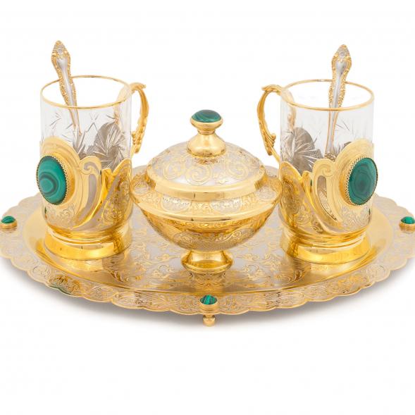 Чайный набор &amp;quot;Малахитовый&amp;quot; в подарочной упаковке Златоуст 116875