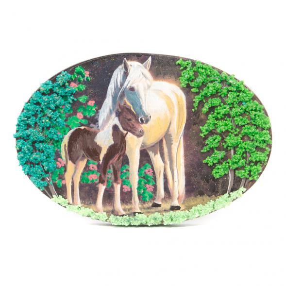 Панно из камня на подставке &amp;quot;Лошадь с жеребенком&amp;quot; 116890