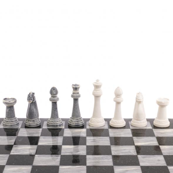Шахматы &amp;quot;Стаунтон&amp;quot; из мрамолита 40х40 см серый мрамор / змеевик 126454