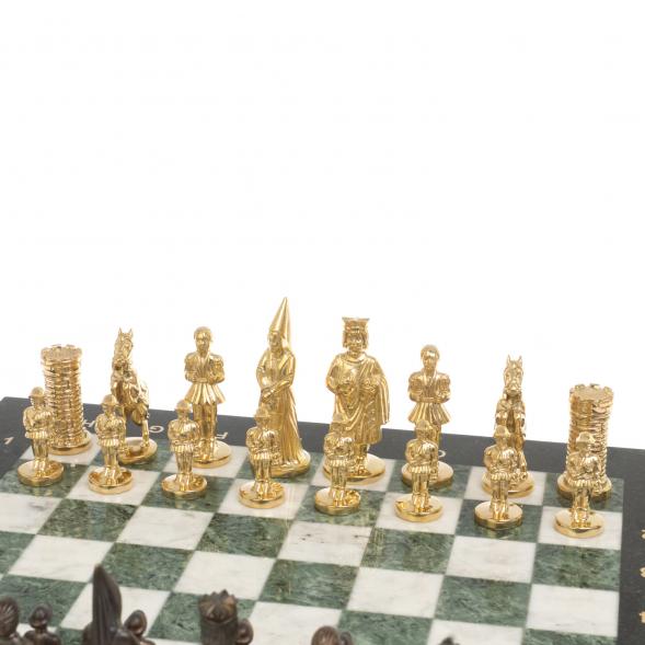 Шахматы подарочные &amp;quot;Камелот&amp;quot; из бронзы и мрамора 40х40 см 126836