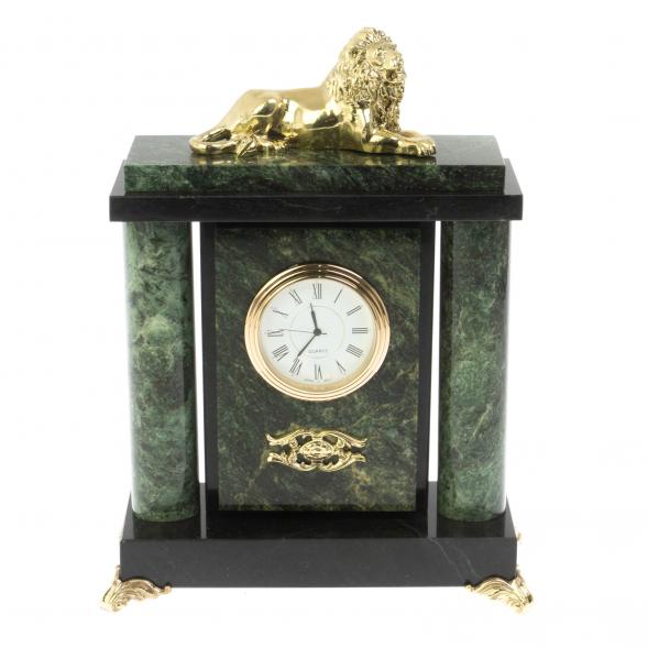 Настольные часы &amp;quot;Лев&amp;quot; из шабровского змеевика 127146