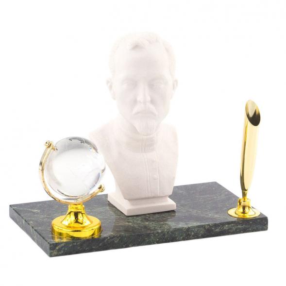 Подставка под ручку &amp;quot;Бюст Дзержинского&amp;quot; мрамолит змеевик 120201