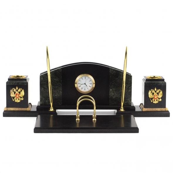 Настольный набор из змеевика &amp;quot;Гербовый&amp;quot; 120523