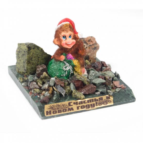 Сувенир &amp;quot;Обезьянка с зеленым мешком №3&amp;quot; змеевик 116755