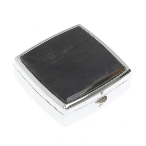 Таблетница на 2 отделения камень соколиный глаз цвет серебро 126991