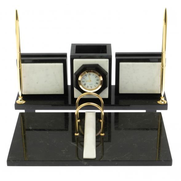 Настольный набор &amp;quot;Офисный&amp;quot; для канцелярских принадлежностей камень мрамор 129510