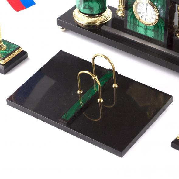 Письменный набор &amp;quot;Гордый орел&amp;quot; из натурального малахита и бронзы Златоуст 121342