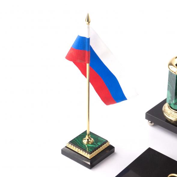 Письменный набор &amp;quot;Гордый орел&amp;quot; из натурального малахита и бронзы Златоуст 121342