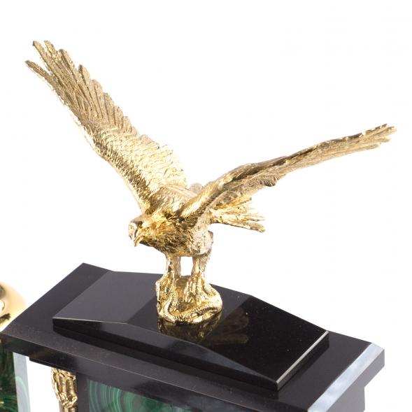 Письменный набор &amp;quot;Гордый орел&amp;quot; из натурального малахита и бронзы Златоуст 121342