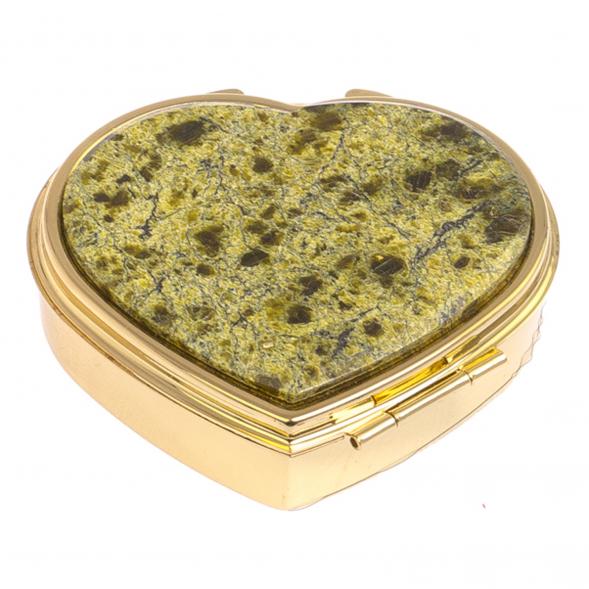 Таблетница &amp;quot;Сердце&amp;quot; на 3 отделения змеевик цвет золото 125087