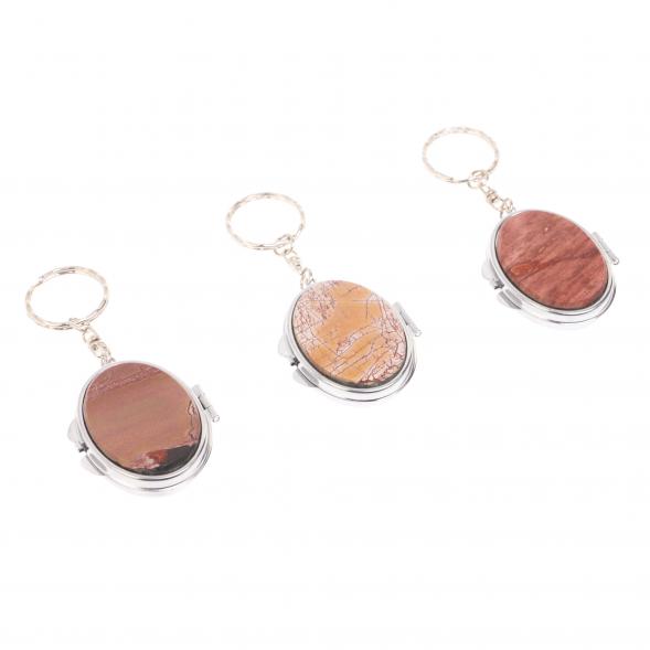 Складное зеркало брелок из яшмы овальное 126539