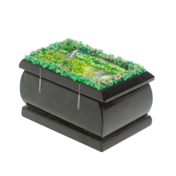 Шкатулка &amp;quot;Летний пейзаж&amp;quot; змеевик каменная крошка 10х6,5х6 см 127307