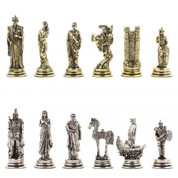 Шахматы подарочные &amp;quot;Троянская война&amp;quot; 28х28 см из змеевика 120753