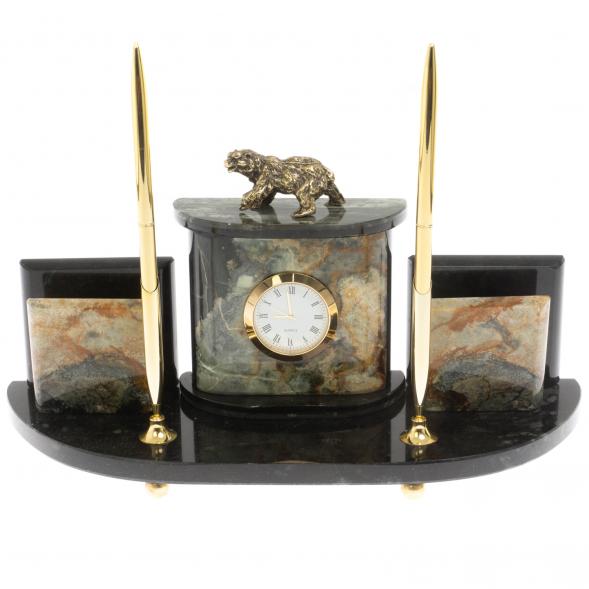 Настольный прибор &amp;quot;Медведь&amp;quot; из офиокальцита 129710