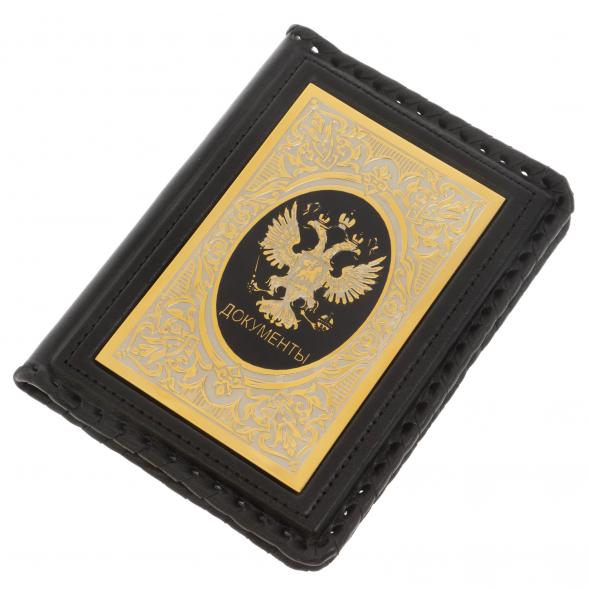 Кожаная обложка &amp;quot;Документы. Герб РФ&amp;quot; Златоуст 129779