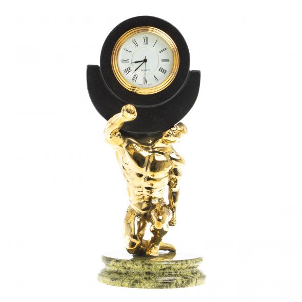 Настольные часы из змеевика &amp;quot;Атлант&amp;quot; 113063