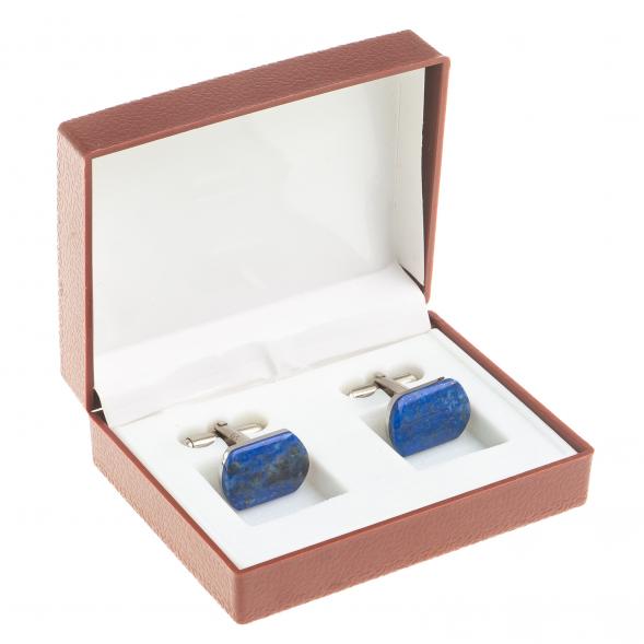 Запонки камень лазурит закругленные 123837