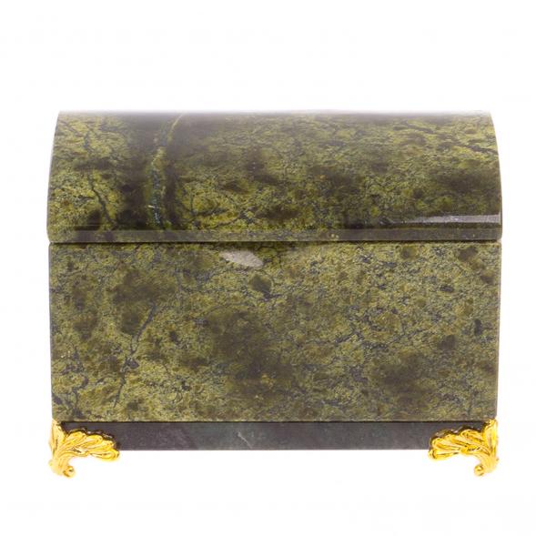 Шкатулка &amp;quot;Сундук&amp;quot; малый из змеевика на ножках 10х6,5х7 см 125787