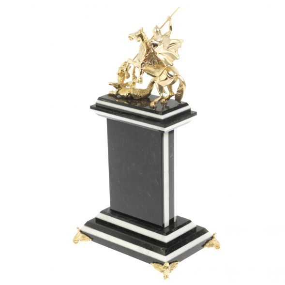 Часы &amp;quot;Георгий Победоносец&amp;quot; из змеевика и мрамора 127390