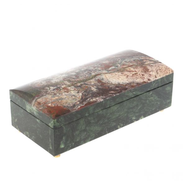 Шкатулка из яшмы и змеевика 18,5х9х6,5 см 127709