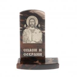 Икона настольная "Спаситель" камень обсидиан