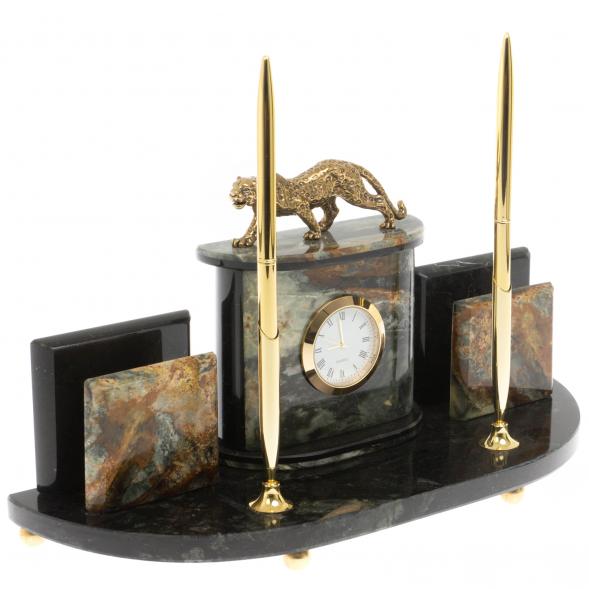 Настольный прибор &amp;quot;Гепард&amp;quot; из офиокальцита 129711