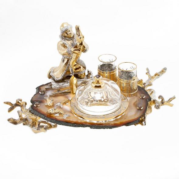 Икорница &amp;quot;По щучьему велению&amp;quot; агат с ложкой Златоуст 113857