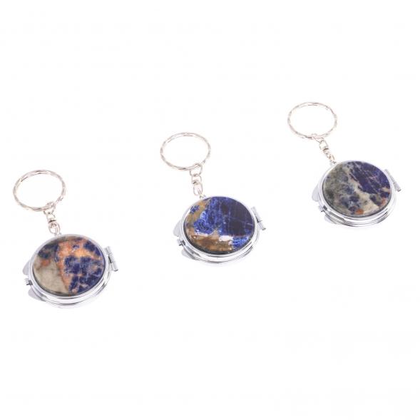 Складное зеркало брелок из содалита круглое 126616