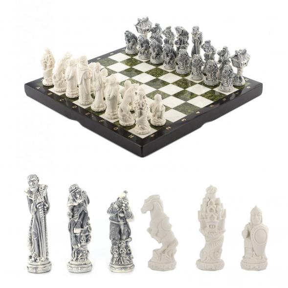 Шахматы декоративные &amp;quot;Русские сказки&amp;quot; камень змеевик мрамор 40х40 см 119298