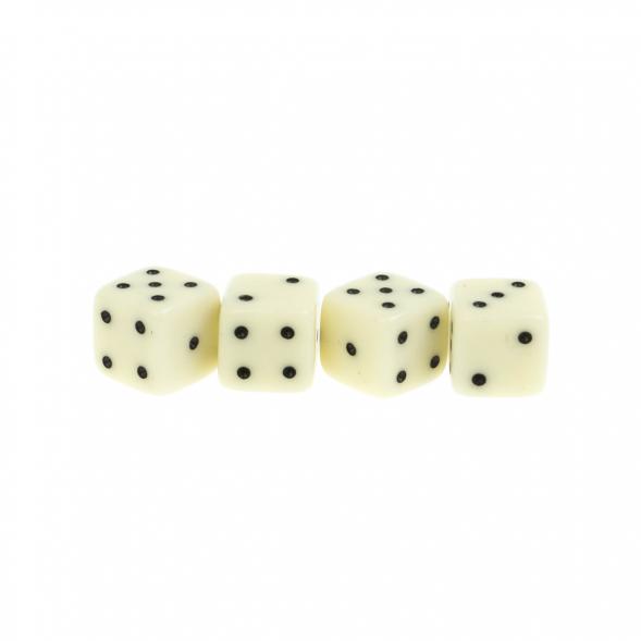Кубики игральные 1 см набор 4 шт белые 128488