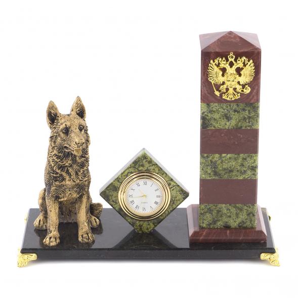 Часы из камня &amp;quot;Пограничный столб&amp;quot; лемезит змеевик мрамолит 119760