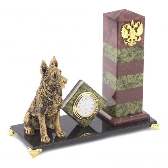 Часы из камня &amp;quot;Пограничный столб&amp;quot; лемезит змеевик мрамолит 119760