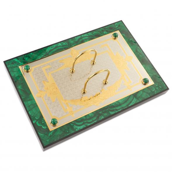 Настольный набор &amp;quot;Орел&amp;quot; из малахита 120467